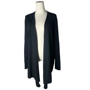Jones New York Black Cashmere Open Front Waterfall Cardigan Quiet Luxury Size XL